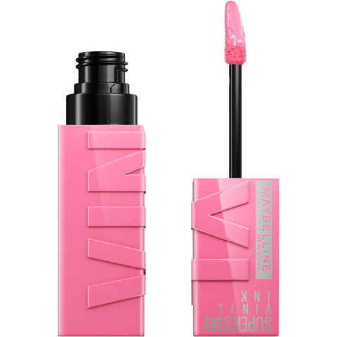 Maybelline New York Superstay Vinyl Ink Pink Liquid Lipstick Vinyl Effect Gloss Lasting Hold Upbeat (155)