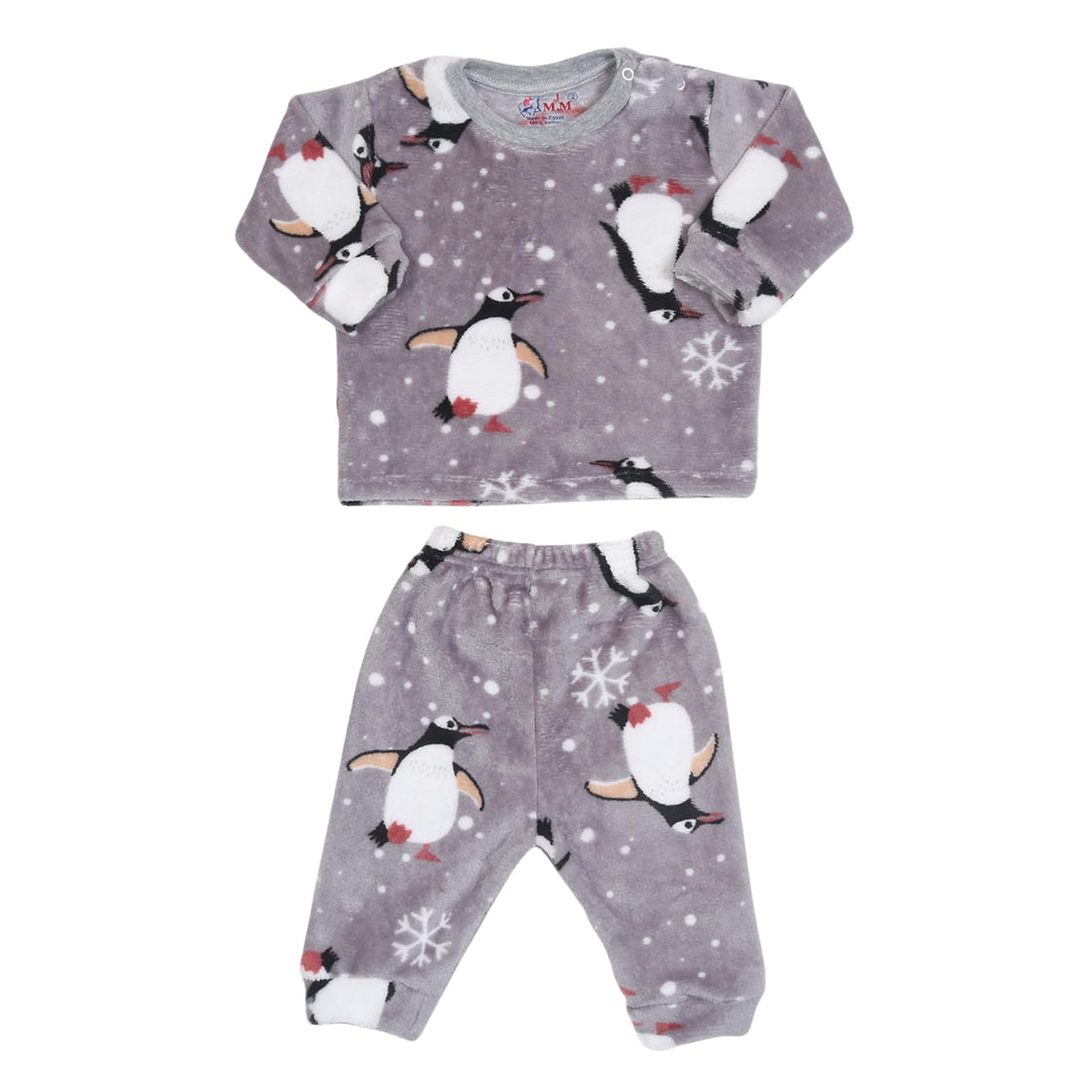 Unisex Polar Pajama Set Of 2 Pieces Long Sleeves T-shirt&Pants Embroidered Penguin Pajama Set (pack of 1)