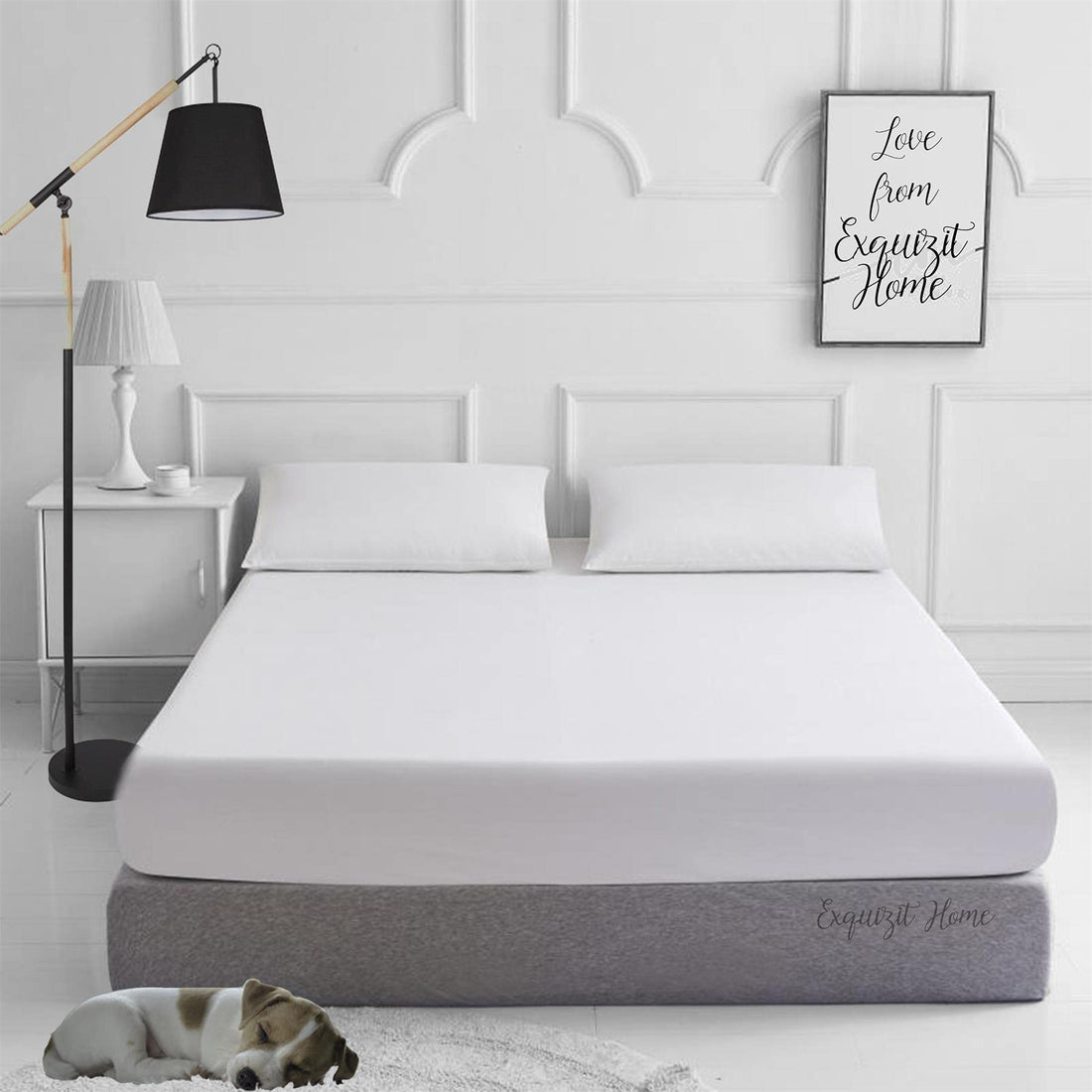 Fitted Bed Sheet With Matching FREE 1 X PILLOW CASE Plain Dyed Poly Cotton Percale Easy Care Bed Sheet White Single