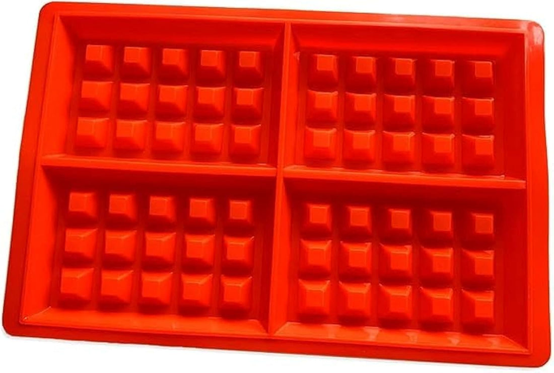 Waffle Silicone Mold, 4 Cavities, Backware Nonstick Silicone Baking - Red