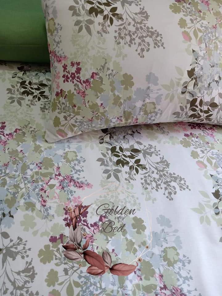 Golden Bed King Bed Sheet Sets Elastic and Flat Cotton from Khamah Al-Amreya (Mushroom 27, Bed size 200 cm flat)