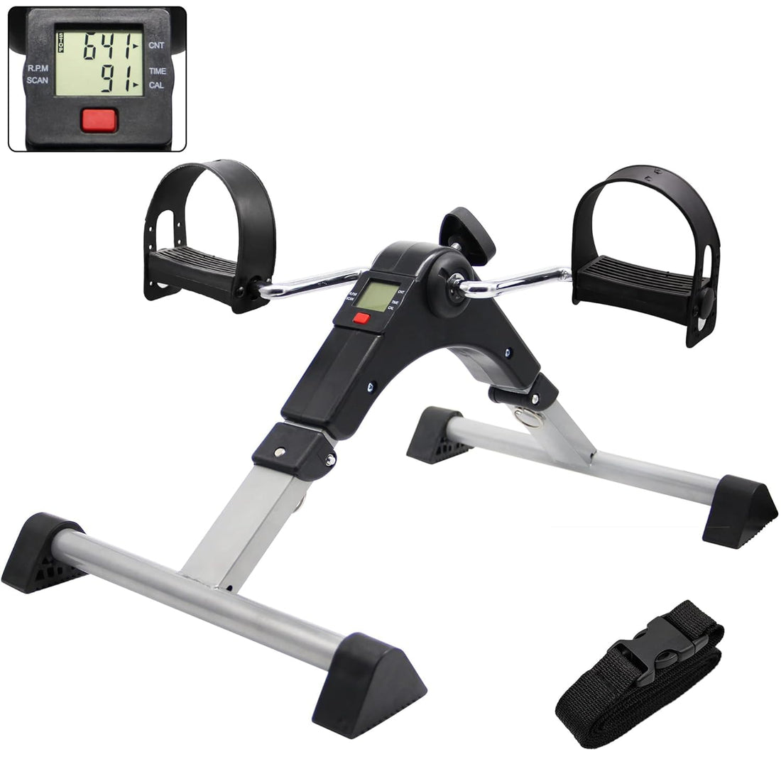 Pedal Exerciser Fitness: Pedal Exerciser Pedals Exercises Folding Exercise Bike for - for Arms and Legs Training with LCD Display Suitable for Home Office