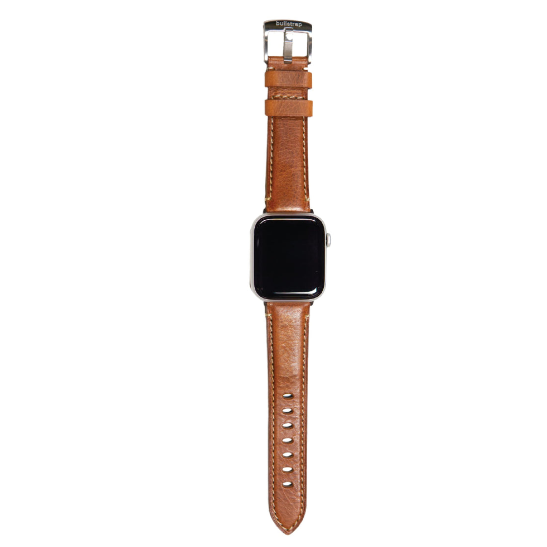 Bullstrap Men's Full-Grain Italian Leather Watch Band Compatible with Apple Watch Series 1-8, 45/44/42mm/ULTRA, Sienna Edition with Silver Hardware