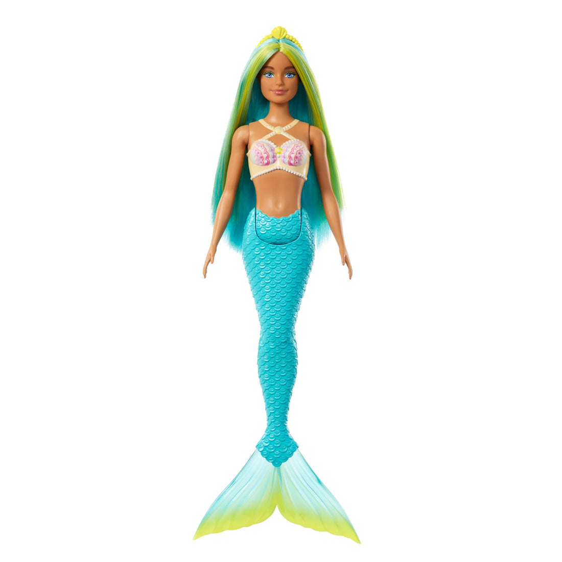 Barbie Mermaid Dolls with Fantasy Hair and Headband Accessories, Mermaid Toys with Shell-Inspired Bodices and Colorful Tails