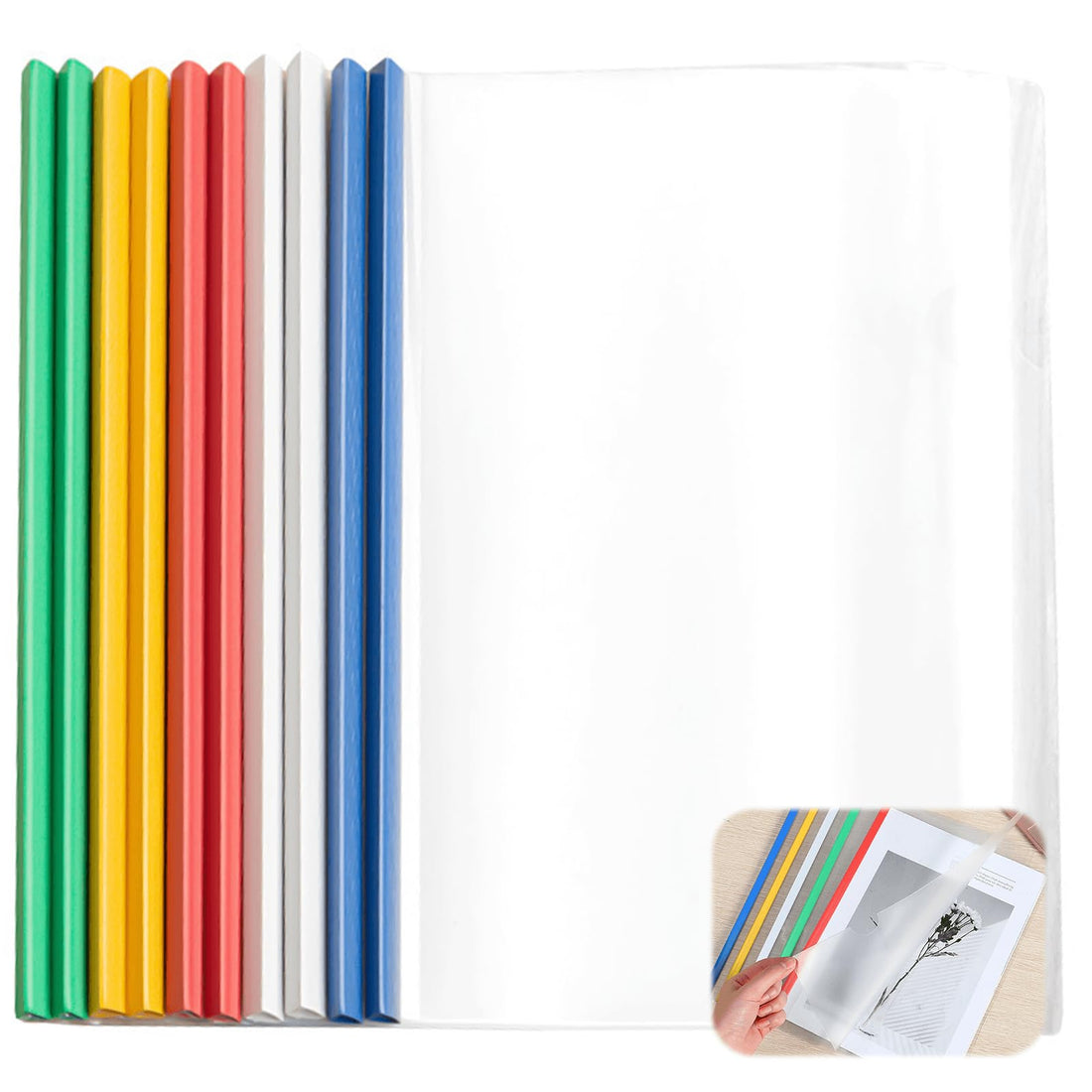 10 PCS A4 Clear Report Covers with Sliding Bars,Slide Binder,Dissertation Binder,Sliding Bar Binder for Home School Office Document Resume Sorting