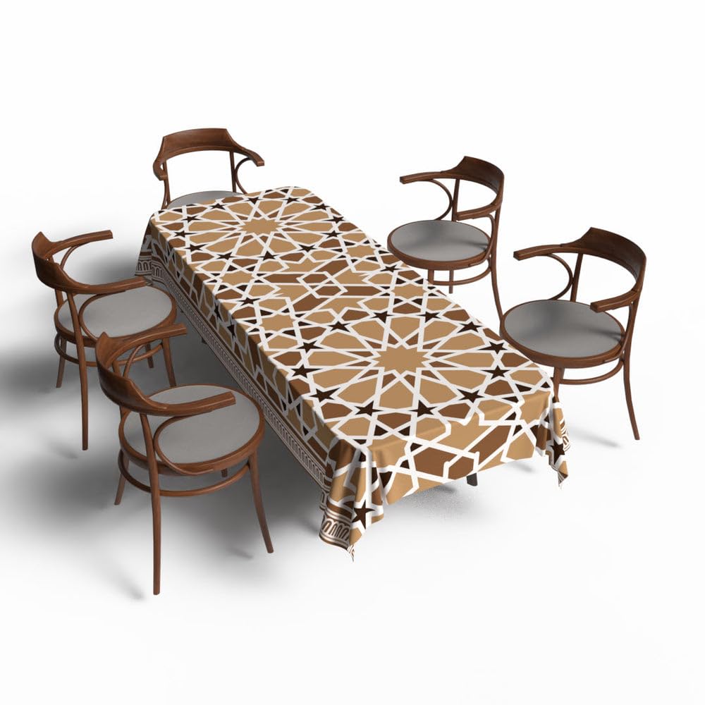 ARTMOOD HOME Tablecloth, Waterproof Durable Polyester Fabric, Rectangular, Dust-Proof, Machine Washable, Soft Touch, Perfect for Dining Tables, Kitchens, and Events - Asala - 140W X 140L CM