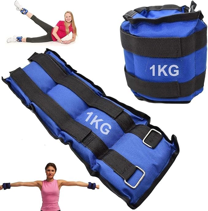 Adjustable Sports Wrist Weights, Blue and Black, 1 Kilogram for Fitness and Home Workout