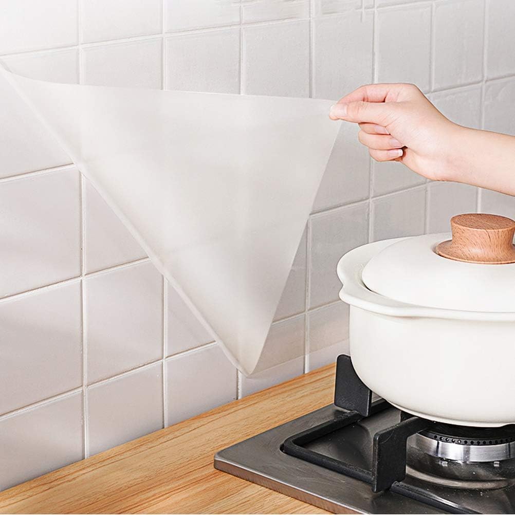Fashion Home 10 Pcs Ceramic Stove Screen Transparent Kitchen Oil Proof Waterproof Adhesive Wall Protector