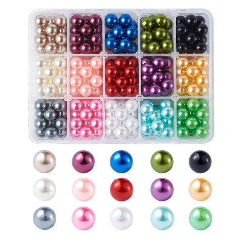 Craftdady 270Pcs 10mm Satin Luster Faux Pearls 15 Colors Acrylic Round Pearl Beads No Hole for Vase Filler Table Scatter Wedding Party Home Decoration