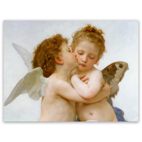William Adolphe Bouguereau art canvas - Cupid and Psyche First Kiss - Classic Painting Vintage Wall Art Print poster for Living Room Home Wall Decor Unframed 12x16in/30x40cm