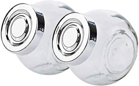 set of 2 Clear Glass Tilted Jar with lid, Capacity 300 ml (1pc)