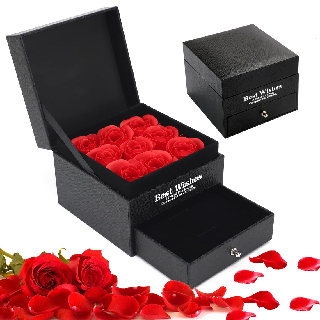 Yuragim Jewellery Gift Box, Gifts for Women, Eternal Rose Gift Box, Real Rose Infinity Rose Box, Mother's Day Gift for Mum, Girlfriend, Wife, for Wedding, Birthday, Anniversary