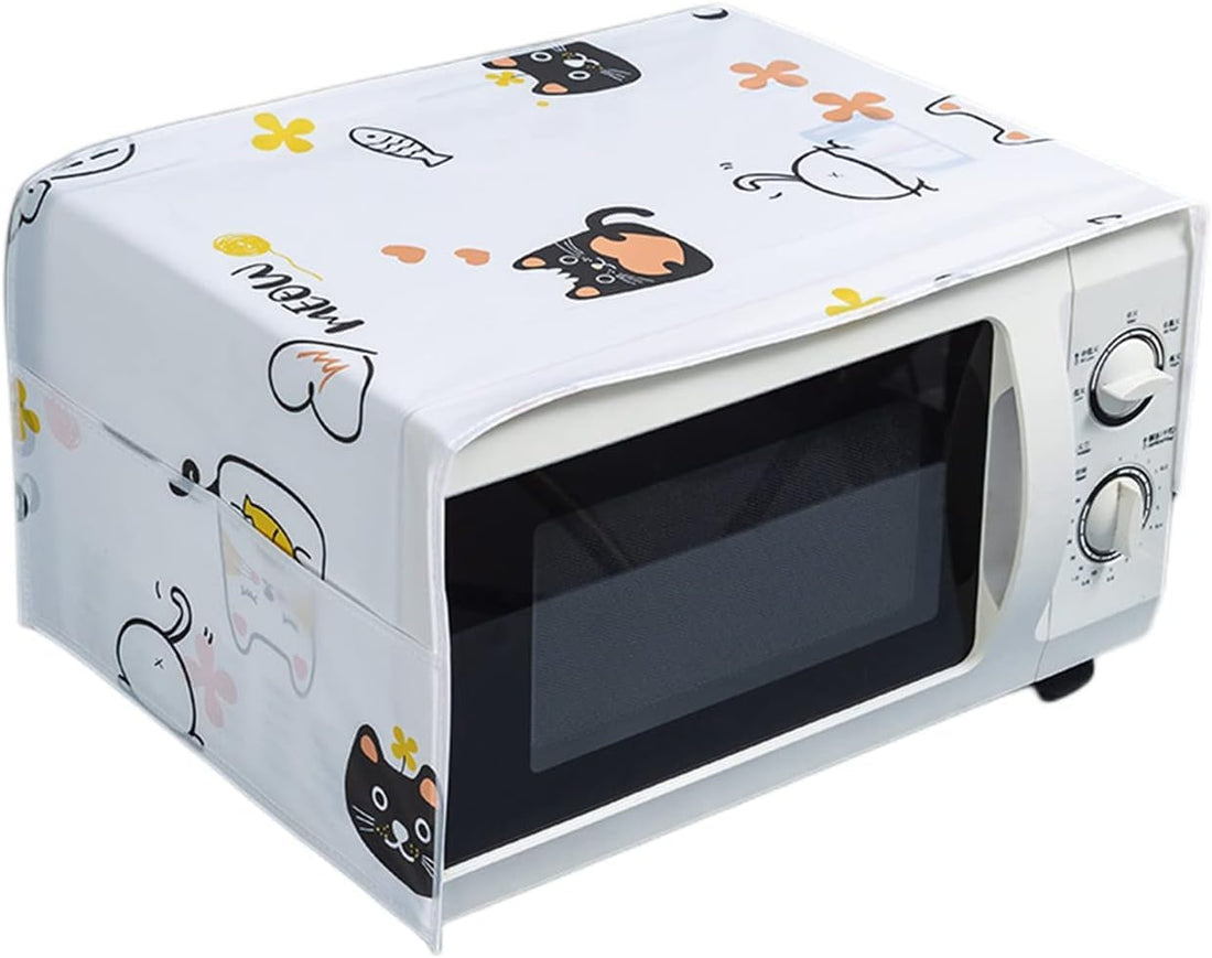 Microwave Oven Cover Dust Oil Proof Water Proof Microwave Oven Protector Cover for Home Kitchen - Double Pocket Microwave Protective Cover