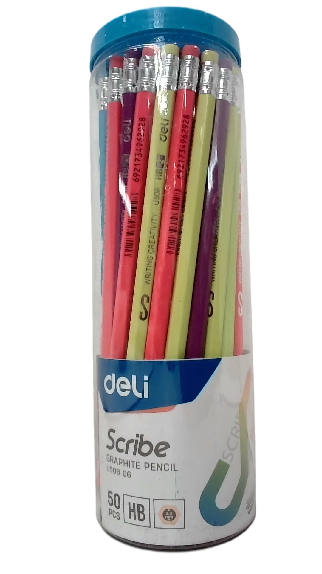 Deli u50806 scribe graphite hb pencil with eraser - 50 pieces