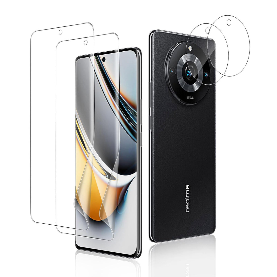 Screen Protector for Realme 11 Pro/11 Pro Plus, Flexible TPU Protective Film + Camera Lens Protector [2 + 2 Pieces], HD Transparent Anti-scratch Tempered Glass