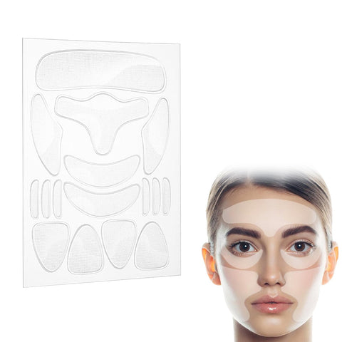 Pack of 16 face anti-wrinkle patches, forehead wrinkle patches, complete face smoothing patches, anti-ageing, anti-wrinkle, forehead wrinkles, eye wrinkles, reusable pads