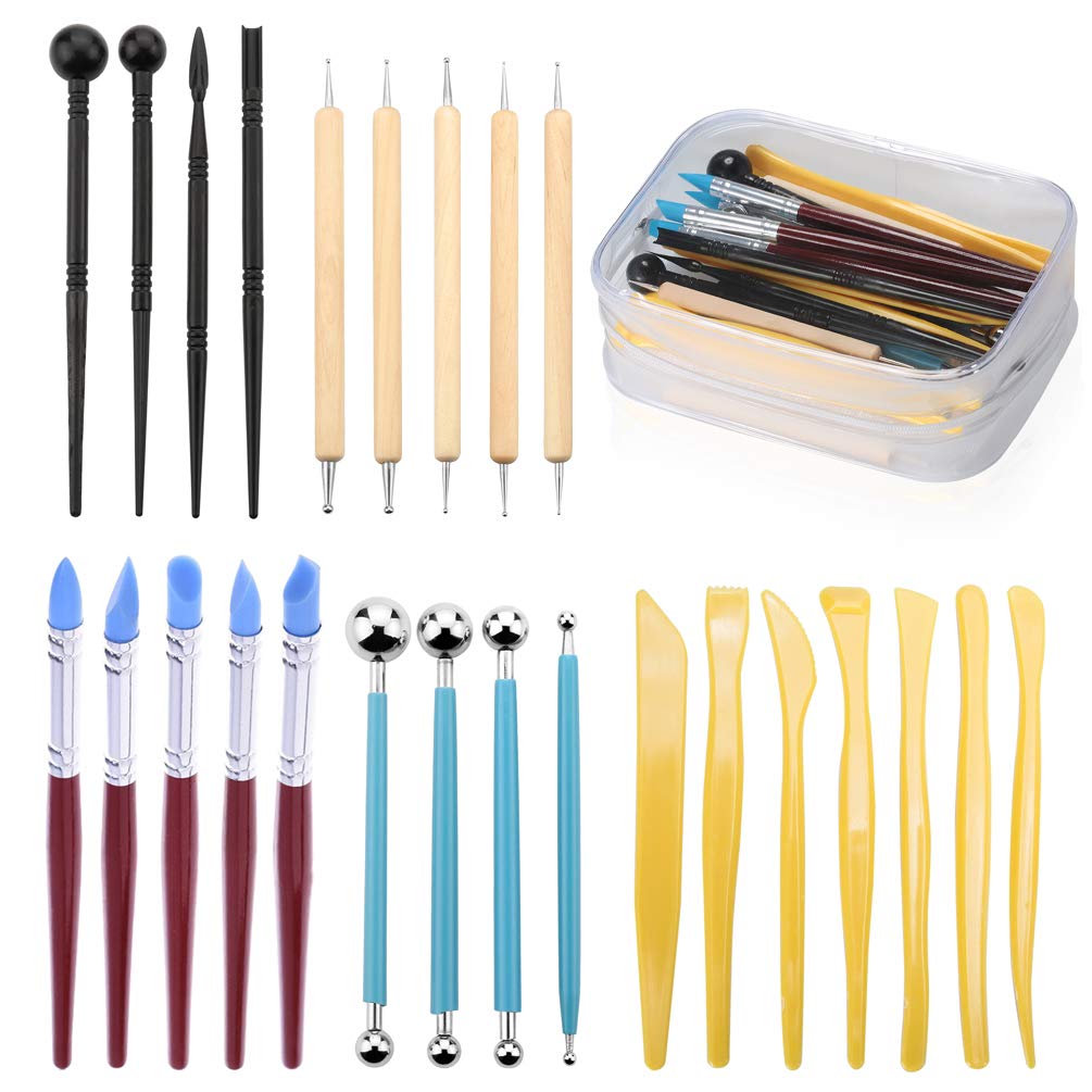 Fondant Tools, TEOYALL 25 Pcs Ball Stylus Dotting Tools Cake Decorating Tools Modeling Tool Set (25)