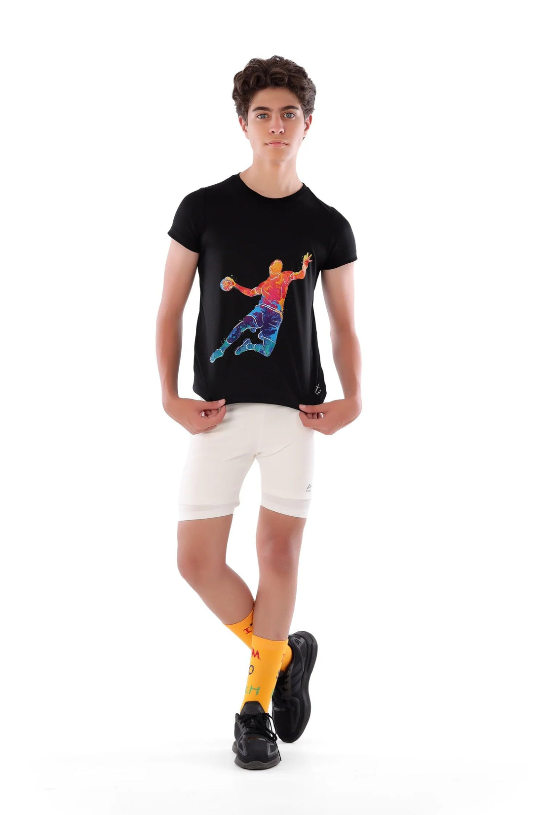 Boys Black Handball T-Shirt – Sporty Athletic Top