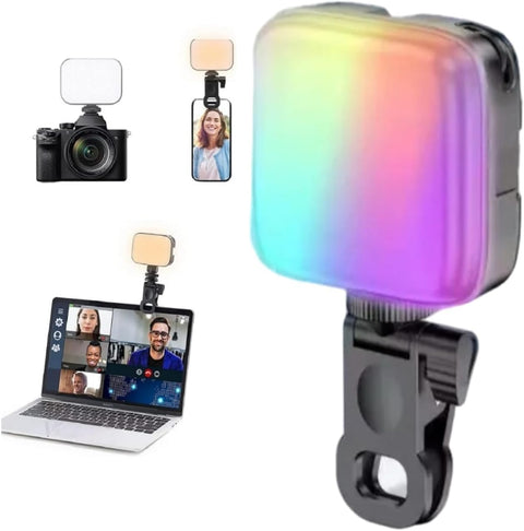 ANKHGIFTSHOP LED Video Conference Lighting Kit with Phone Clip Mount, 3 Light Modes, 3000K-9900K, 2000mAh Battery, Compatible with Phone/Tablet/Laptop (U80-PRO)
