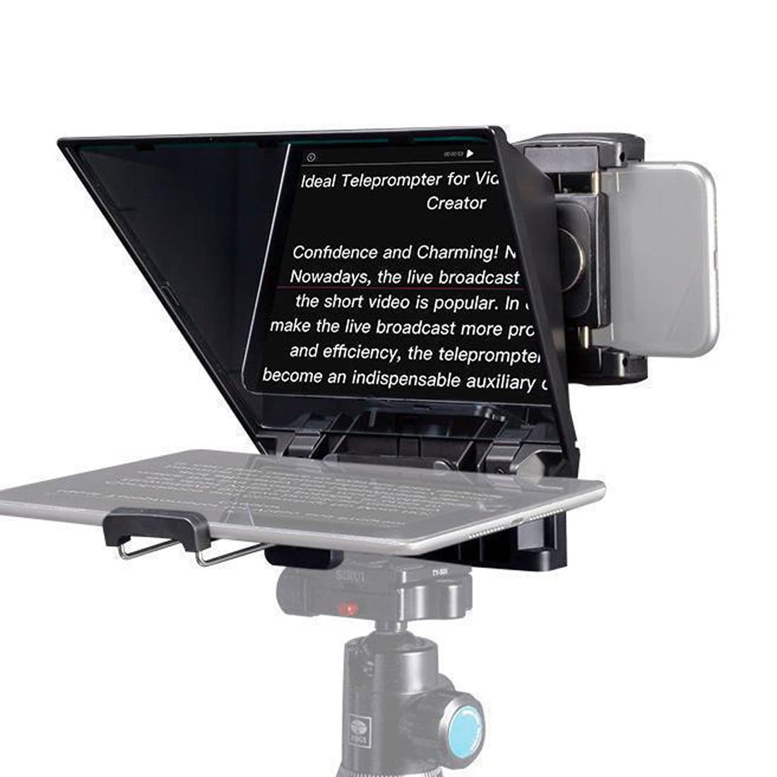 FEELWORLD TP2A 8" Teleprompters for iPad Smartphone Tablets DSLR Cameras Adjustable APP Compatible with iOS/Android Portable Teleprompter Kit with Remote Control & Lens Adapter Rings