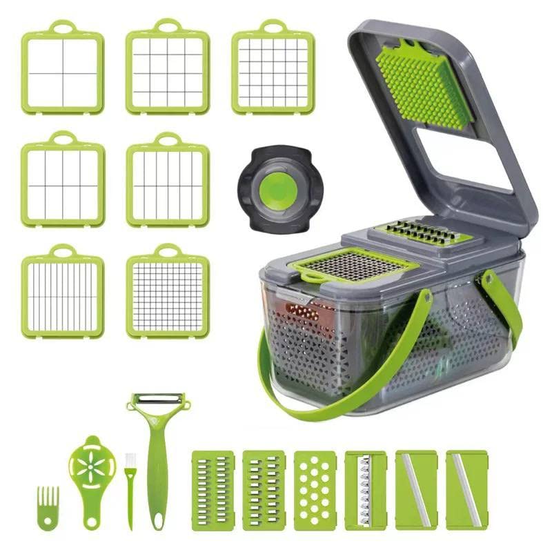 Dollar for Improt Mighty Multi-Use Chopper (22 Pieces) - Ensures all your vegetable chopping supplies with ease and creativity! with 14 Grater Weapons and Assorted Shapes Cutter - Generic
