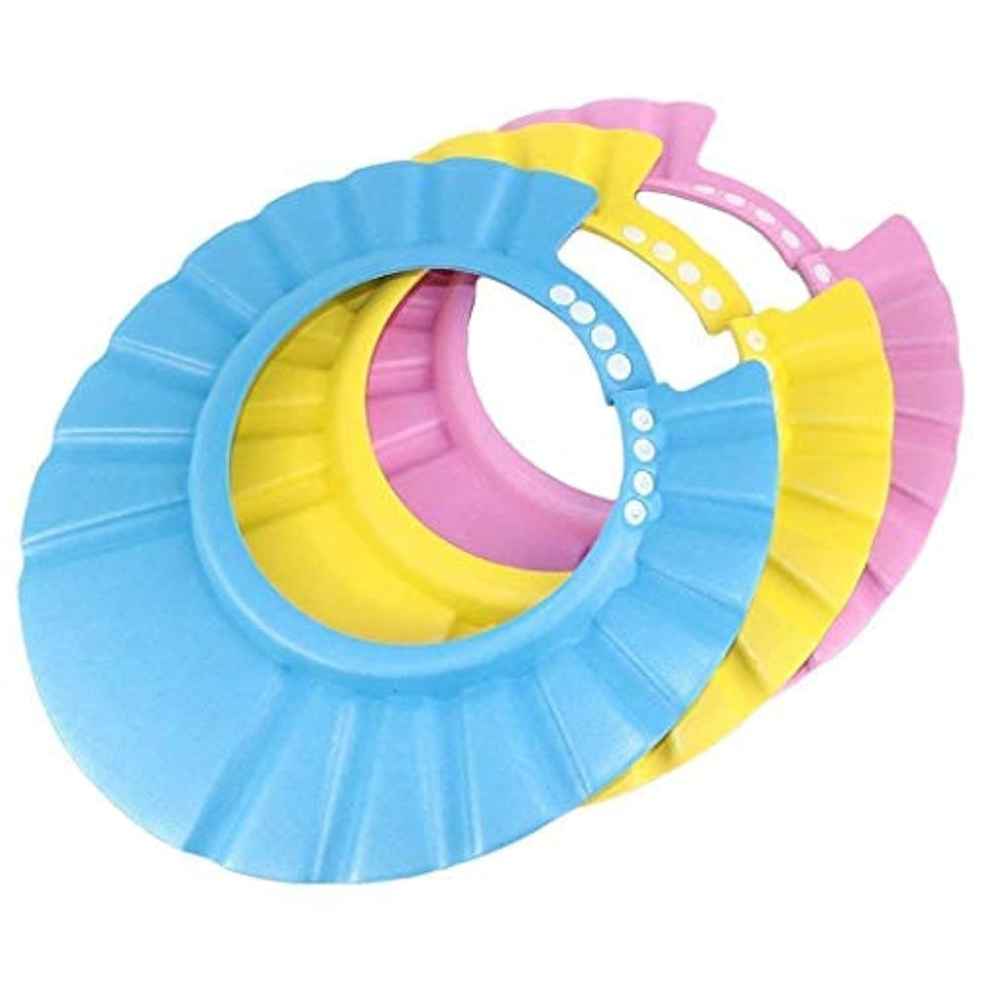 Shampoo Hats, Adjustable to 4 Levels, for Baby Bathing Protection (Yellow, Pink, Lightblue)