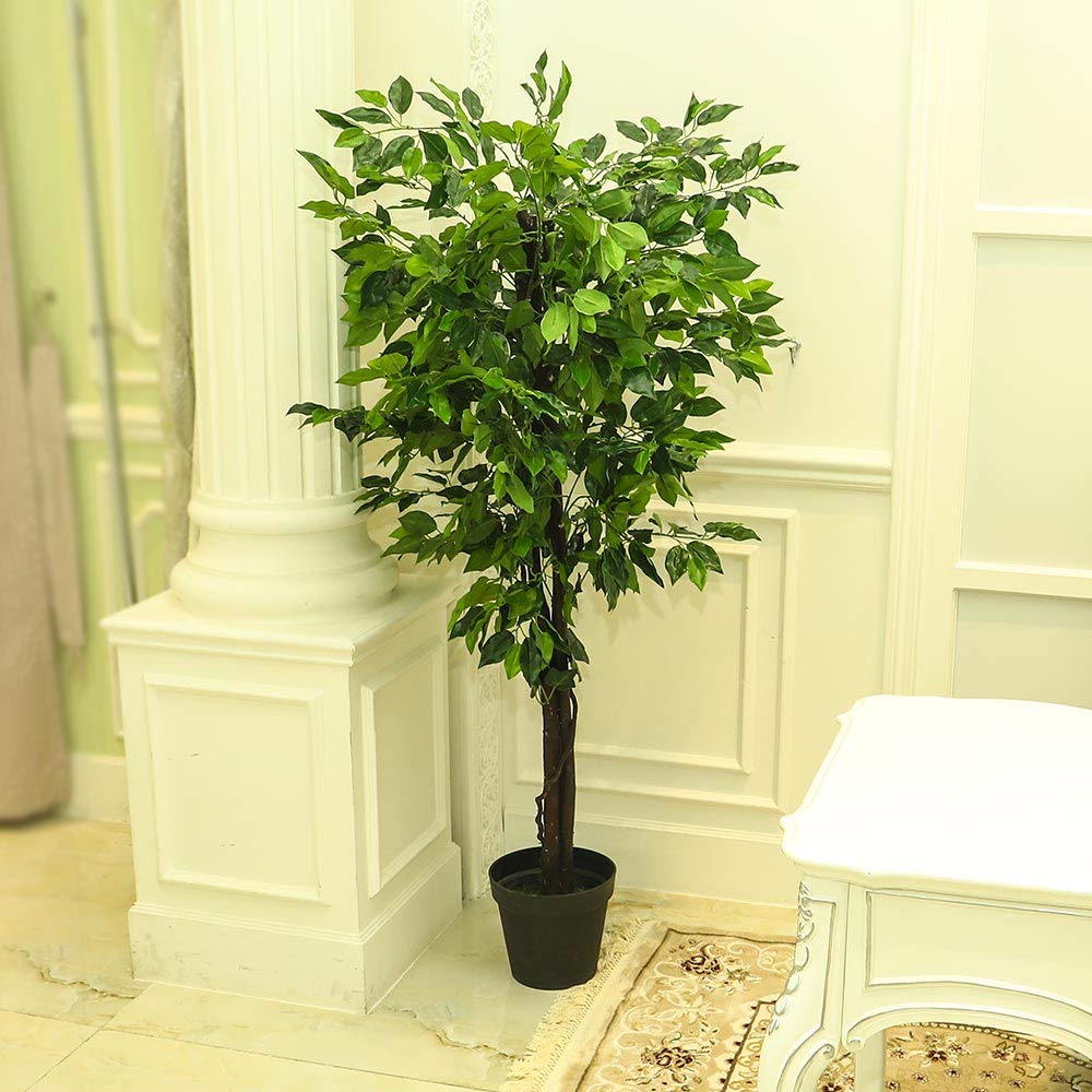 YAHOME Artificial Fake Artificial Ficus Simulation 2 Meters High Faux Leaf Tree Plant With Plastic Pot For Office Living Room Home Decoration House Decoration