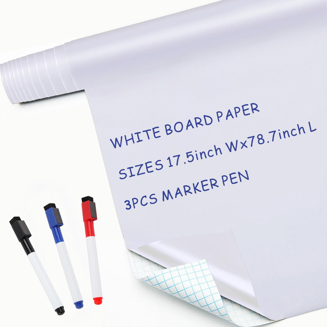 White Board Paper,Self-Adhesive Dry Erase Board Sheet Sticker Removable Wall Decals for Kids, Office, School & Home with 1PCS Marker Pen