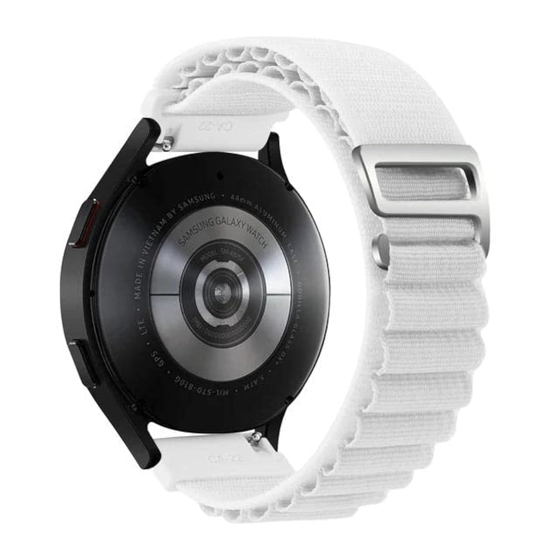 Dhavals shoppe 22 MM Alpine Loop Sport Nylon Strap Rugged Woven Solo Loop Adjustable Band with Titanium G-Hook Compatible with Samsung Galaxy Watch Gear S3 Frontier/Classic/Watch 3 - White