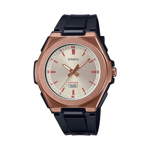 Casio watch for women lwa-300hrg-5evdf analog resin band rose gold