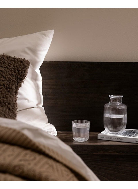 KITCHENOO Bedside Night Water Carafe Set with Glass, Clear Nightstand Carafe for Bedroom and Guest Room, Glass Mouthwash Decanter for Bathroom (18.5 OZ)