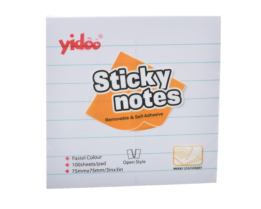 Sticky Notes 75 × 75 mm 100 Sheets Ruled White Model 3619