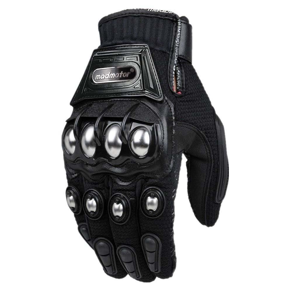 Reinforced Safety Gloves with Knuckle Protection - Breathable, Adjustable for Motorcycle and Powersports - Sleek Black Design