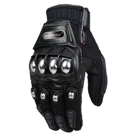 Reinforced Safety Gloves with Knuckle Protection - Breathable, Adjustable for Motorcycle and Powersports - Sleek Black Design