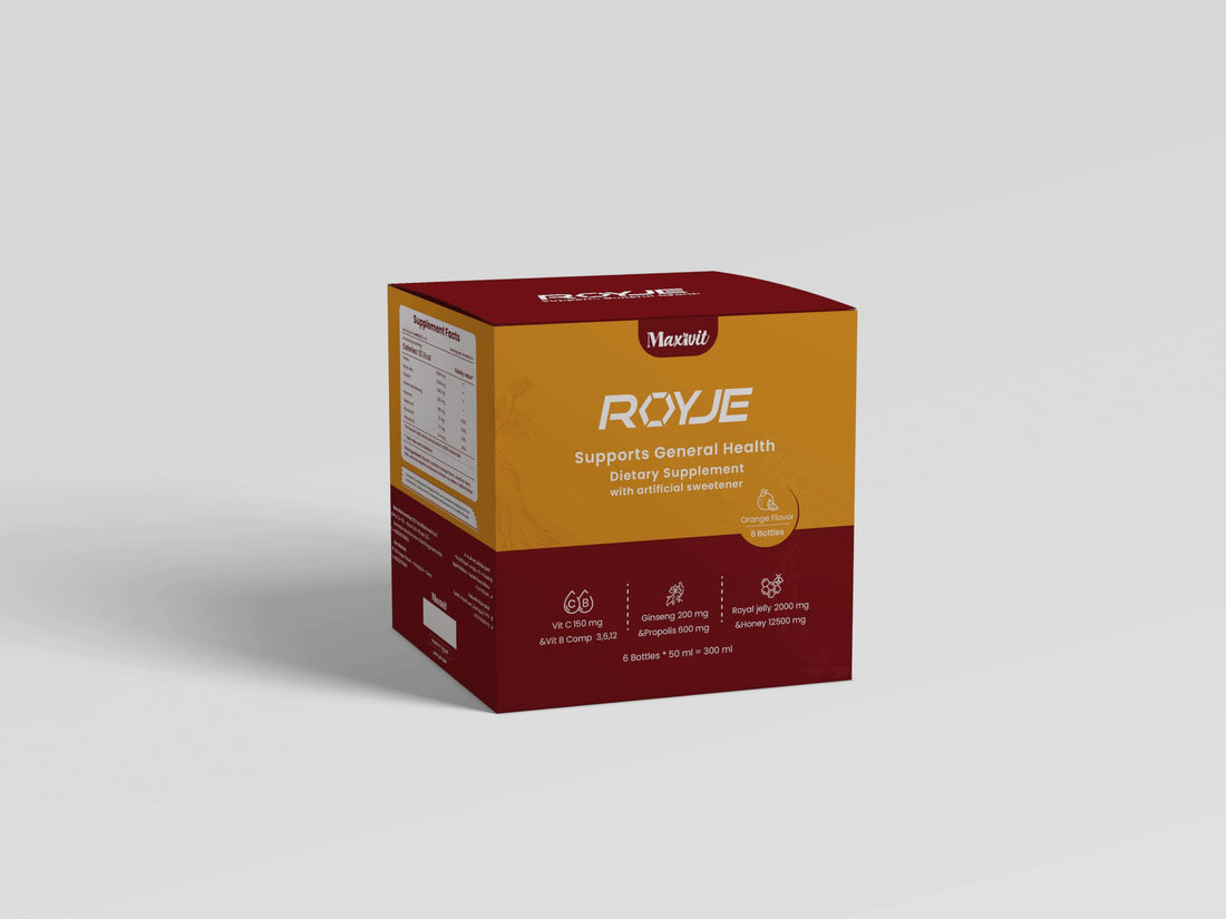 ROYJE High-Strength Royal Jelly Energy Shot for Men, Royal Jelly 2000mg + Korean Red Ginseng + Propolis, Vitamins C & B, Daily Vitality, Endurance & Stamina Support, (Pack of 6 * 50ml) (6, Orange)