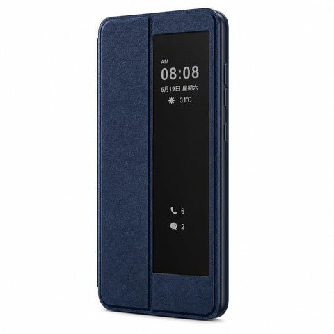 Leather Flip Case for Honor X8 Max – Magnetic Stand Cover with Viewing Window, Camera Protection & Fingerprint Access, Shockproof Full Body Protection (Blue)