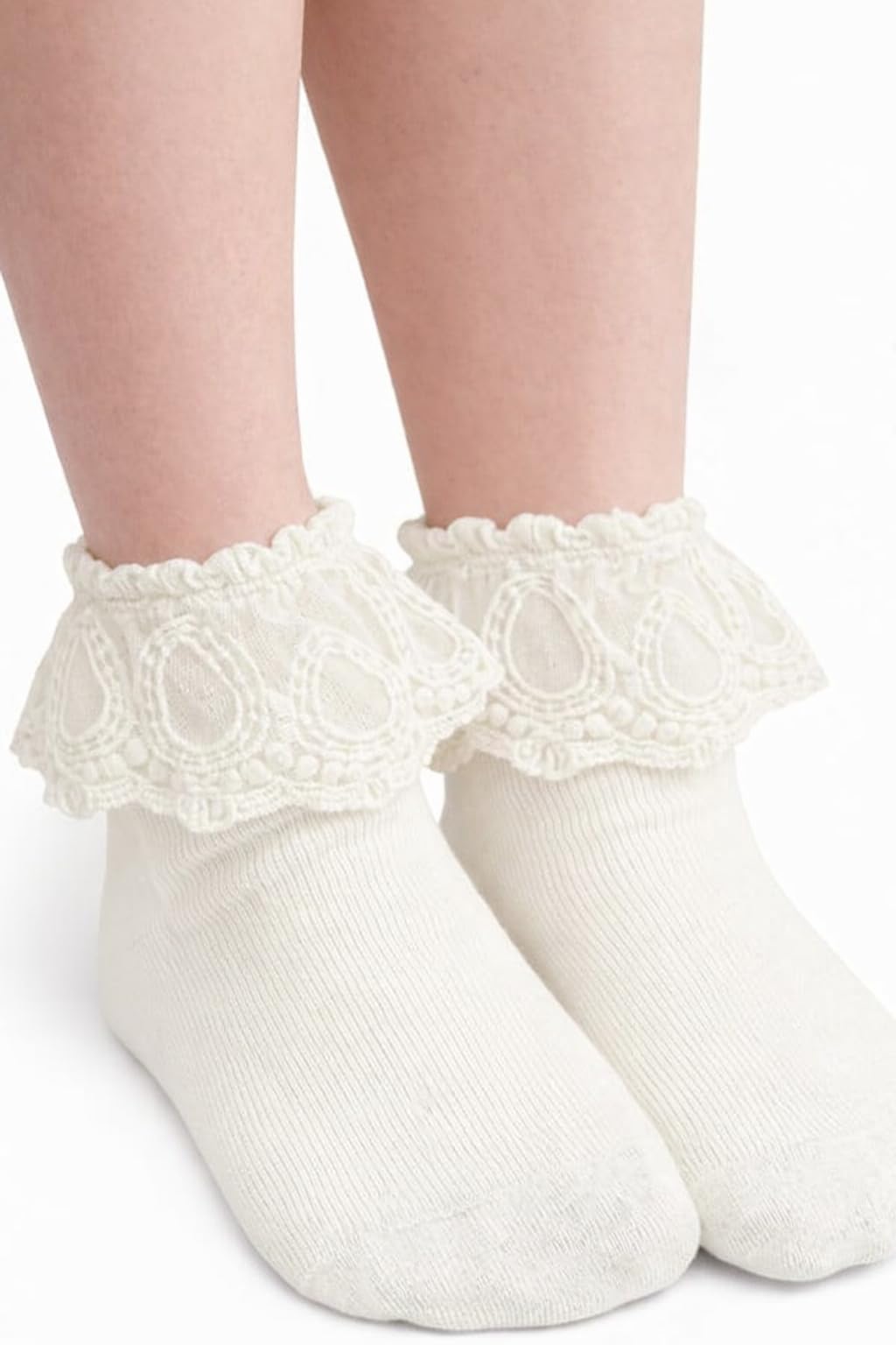 Girls Lace Ankle Socks – Soft Cotton Ruffle Dress Socks for Kids, Cute Princess Socks for Party, School & Daily Wear