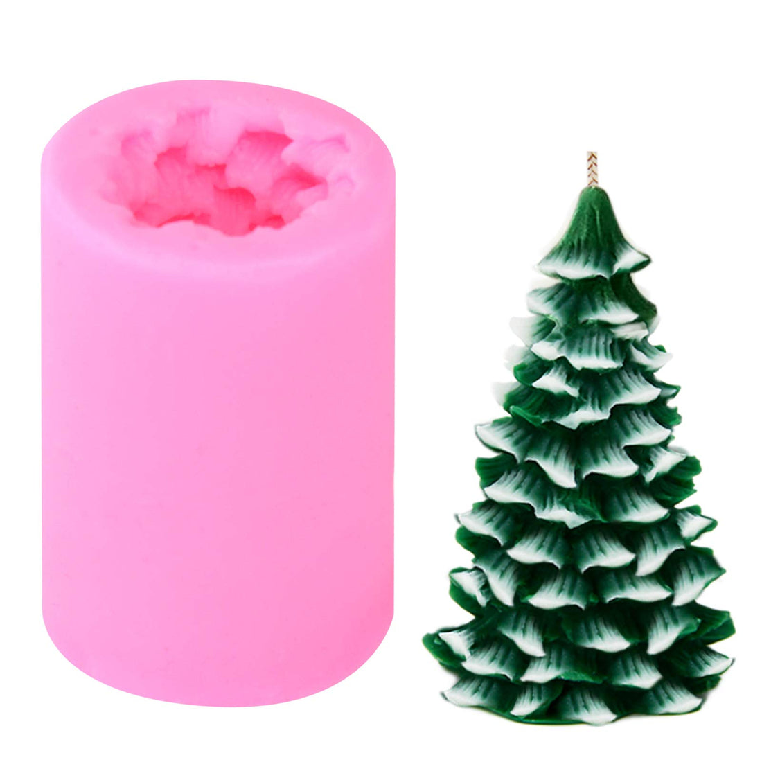 tiggell 3D Christmas Tree Candle Mold Silicone Molds for Candle Making Xmas Pine Tree Silicone Soap Molds DIY Cake Decoration Bath Bomb Chocolate Jello Crayon Wax