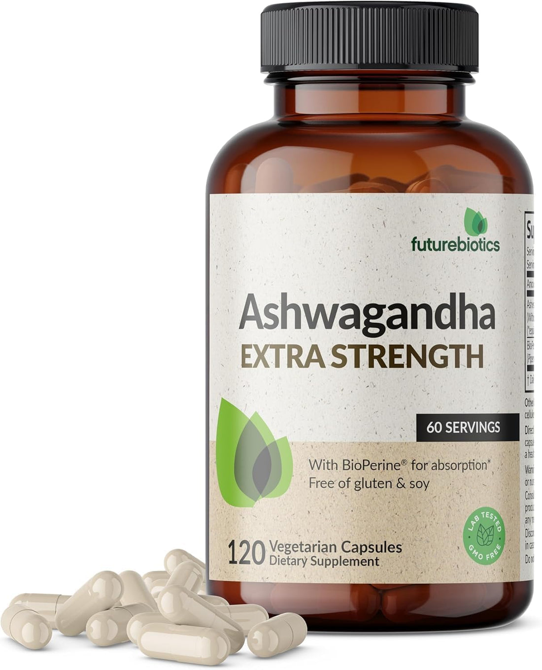 Ashwaganda Complex with BioPerine – 120 Vegetarian Capsules (60 Serving) | Maximum Strength Herbal Formula – Non-GMO, Gluten Free