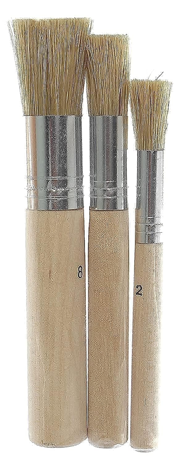 Stencil Brushes Set A0501, 3 Pieces - Wood