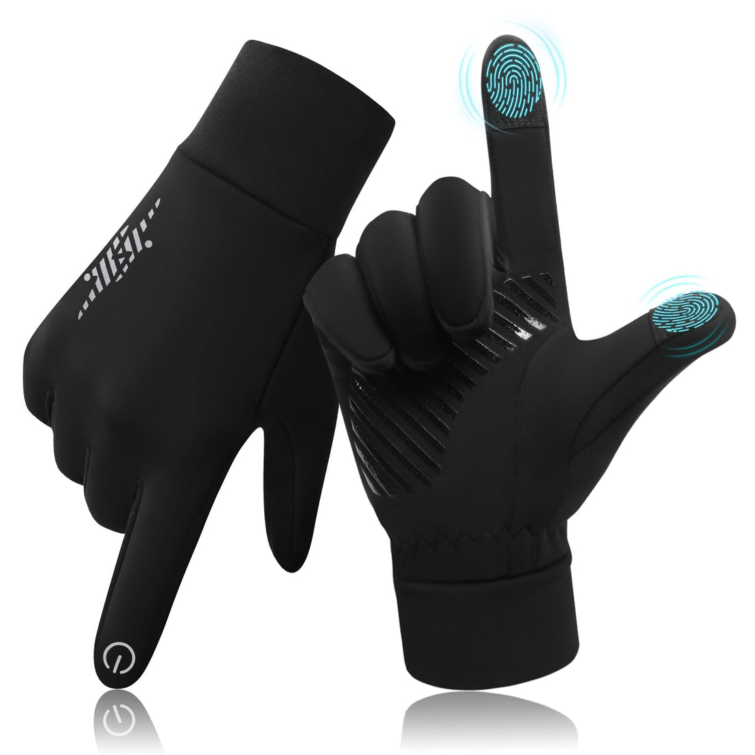 Thermal Running Gloves Men's Touchscreen Driving Winter Gloves Mens with Windproof & Waterproof for Cycling, Hiking & Walking. Ideal Anti-Slip Sport (Black, XL)