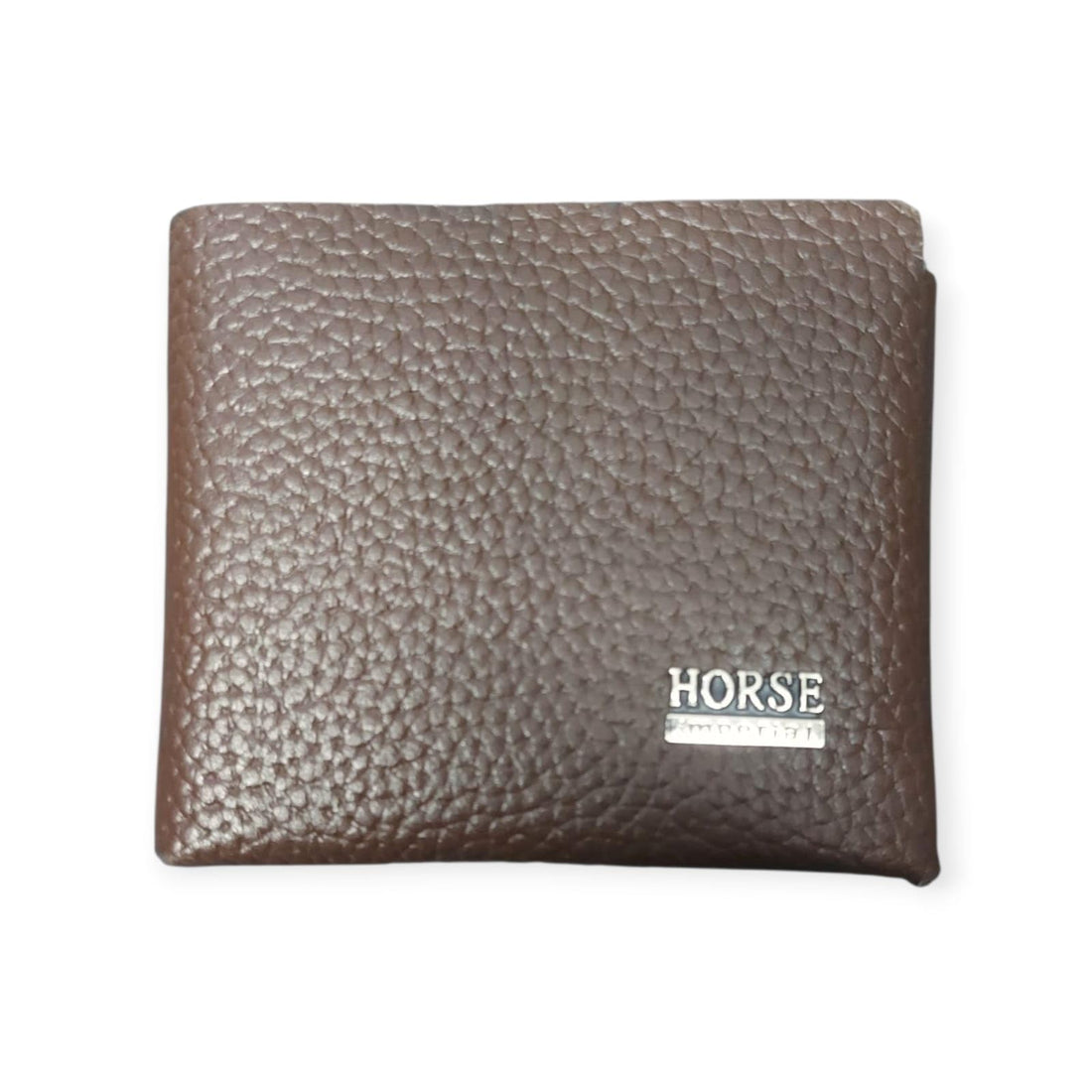 Horse Imperial Leather Card Wallet with Snap Button Closure, Beige (Brown)