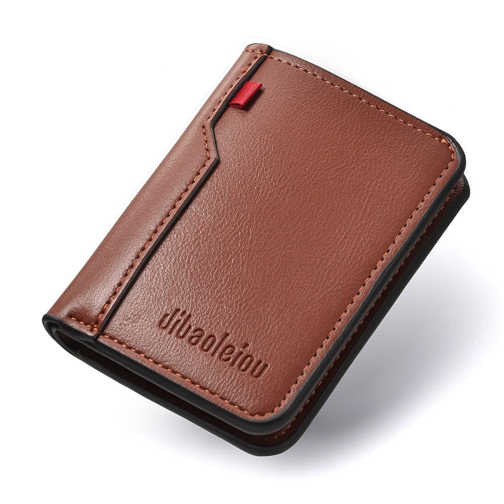 Mens Wallet Premium Leather - Mens Slim Card Wallet Slim Small Size Men Wallet/Small Men's Wallet/Card Holder for Men (Brown)