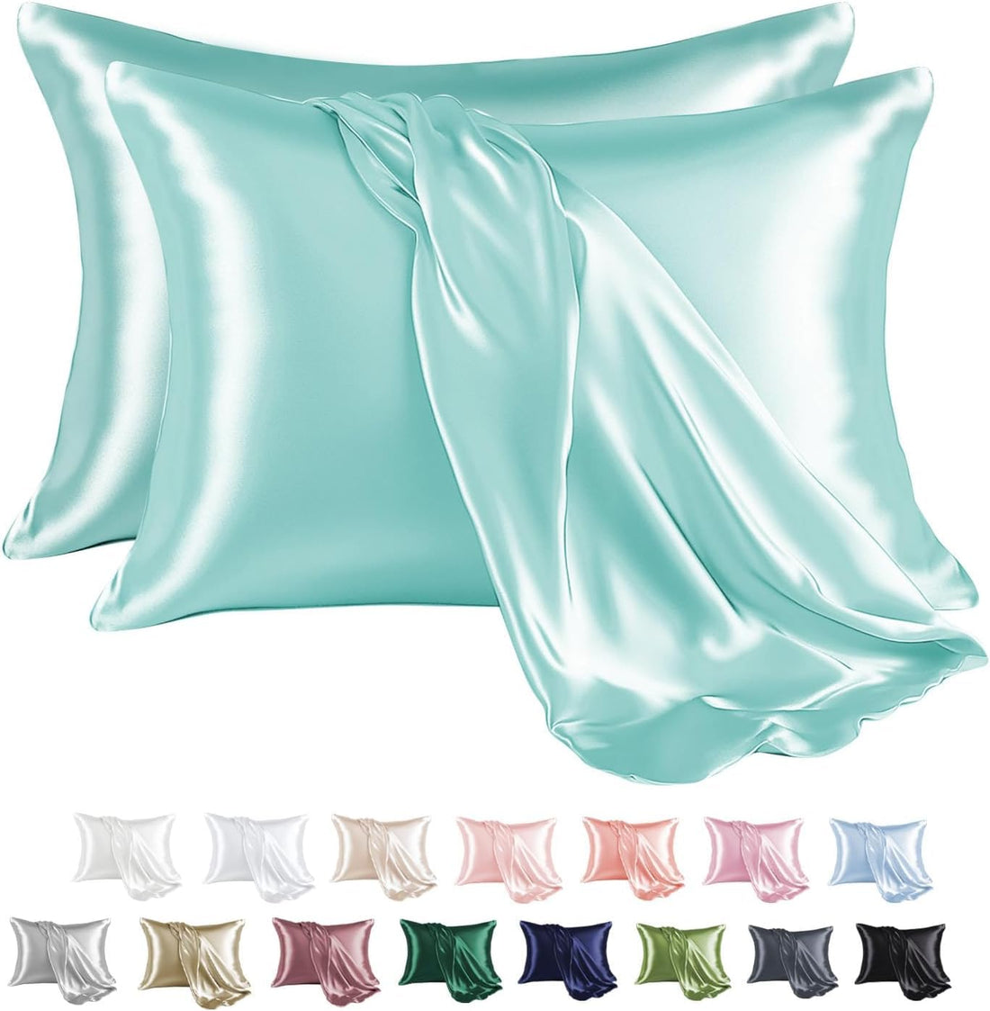 Signoola Satin Pillowcase for Hair and Skin, Queen Size Pillow Cases Set of 1, Silky Pillow Cover (50 x 70 cm, Sage)