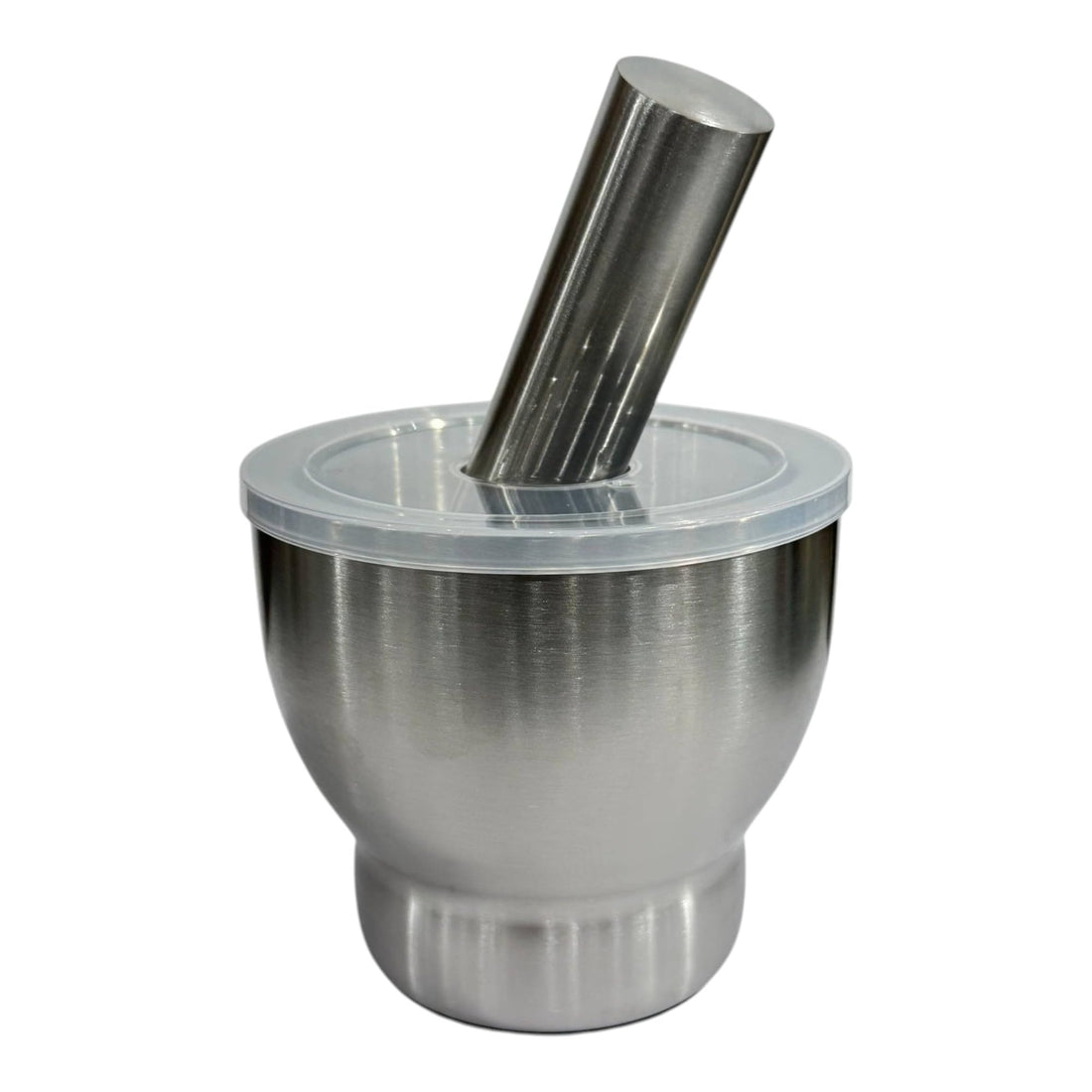 Stainless Steel Mortar and Pestle with Clear Lid, Spice Grinder, Silver