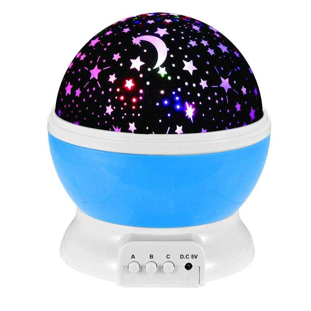 LED Rotating Projector Starry Night Light Children Room Star Sky Lighting Lamp Blue