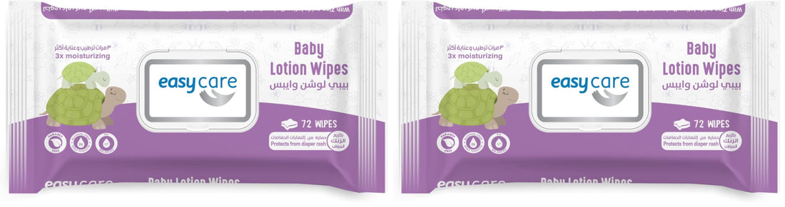 Easy Care Baby Wipes with Lotion, 72 Wipes (Pack of 2)