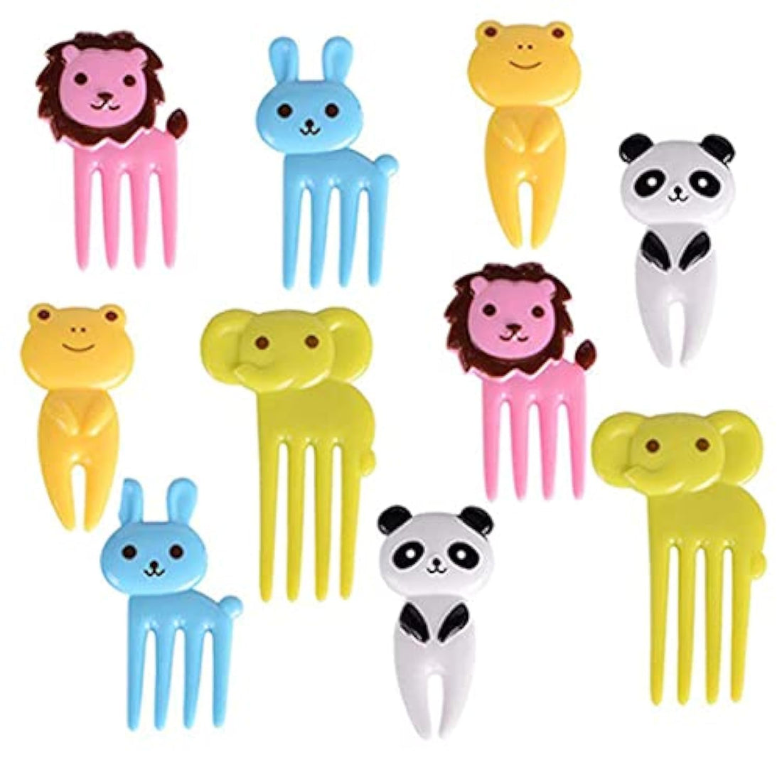 Supwell Set of 10 Lovely Animal Food Fruit Picks Forks, Mini Cute Cartoon Toothpick Sticks Decor for Kids Party Bento Lunch Box Sandwich Appetizer Pastry Decorative Cupcake Baby Dessert