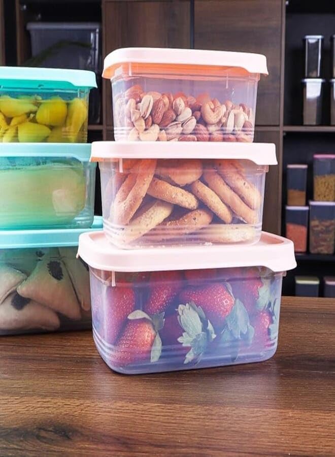 AREXOL Food Storage Containers Set 3 Sizes 1L 1.5L 2.5L BPA-Free Plastic with Leakproof Lids Microwave Freezer Safe for Home Meal Prep and Leftovers