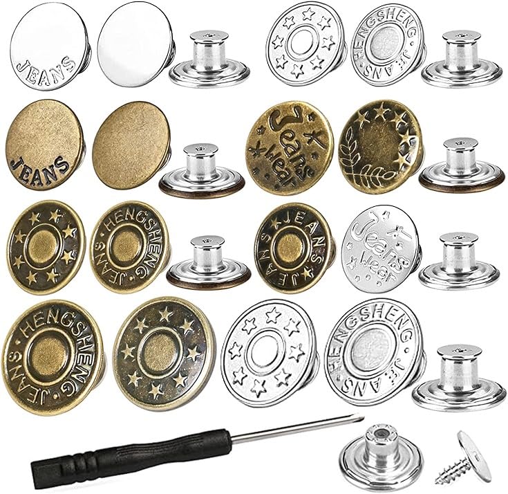 "Metal Jeans Button Set: Quick and Fashionable Solution to Fix Jeans Easily!" - Generic